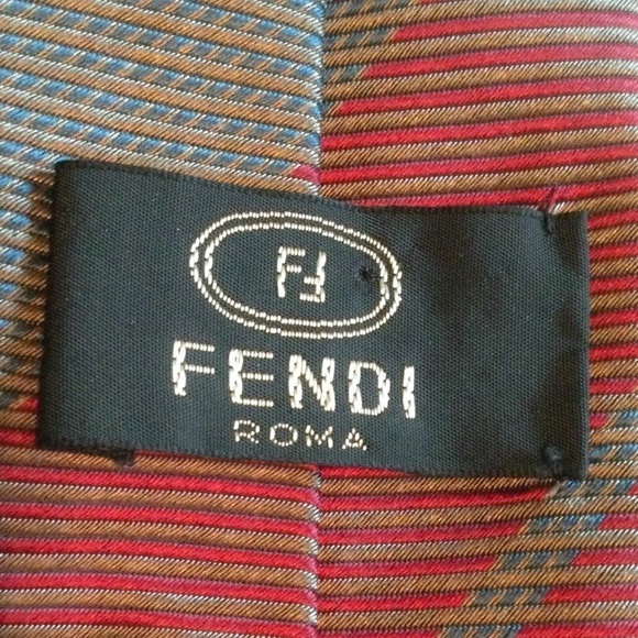 VINTAGE Fendi Roma Diagonal Striped Silk Tie - Picture 7 of 10